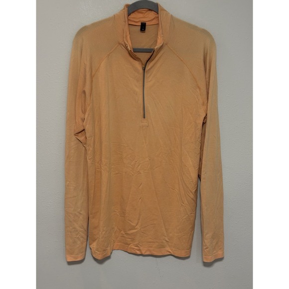 Lululemon Metal Vent Tech Shirt Men's Size XL Orange 1/2Zip Pullover Long Sleeve - Picture 2 of 6